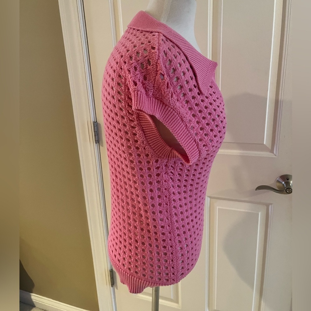 NWT French Connection Pink Relaxed V Neck sleeveless sweater vest-Size XS - Picture 2 of 7